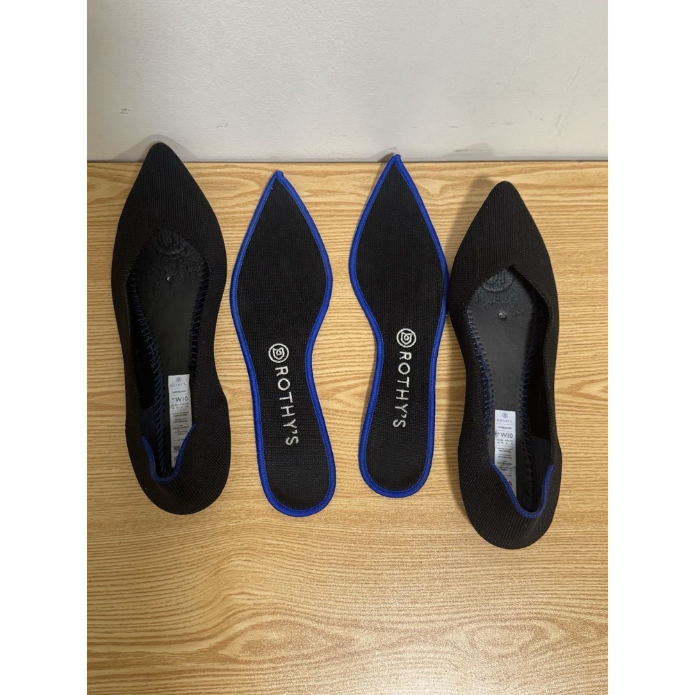 Rothys Womens The Point Black Knit Ballet Flats Shoes Size 10 - Picture 3 of 6